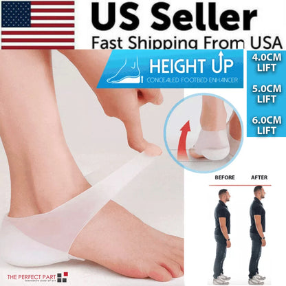 Invisible Height Boost Insoles | 4CM 5CM 6CM Lift | Concealed Silicone Pads